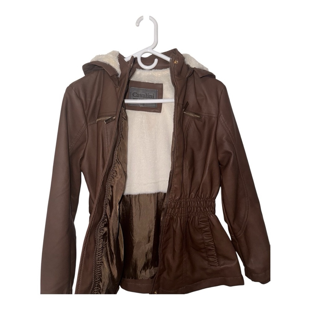 Cavalini Brown Leather Jacket with Cream Lining